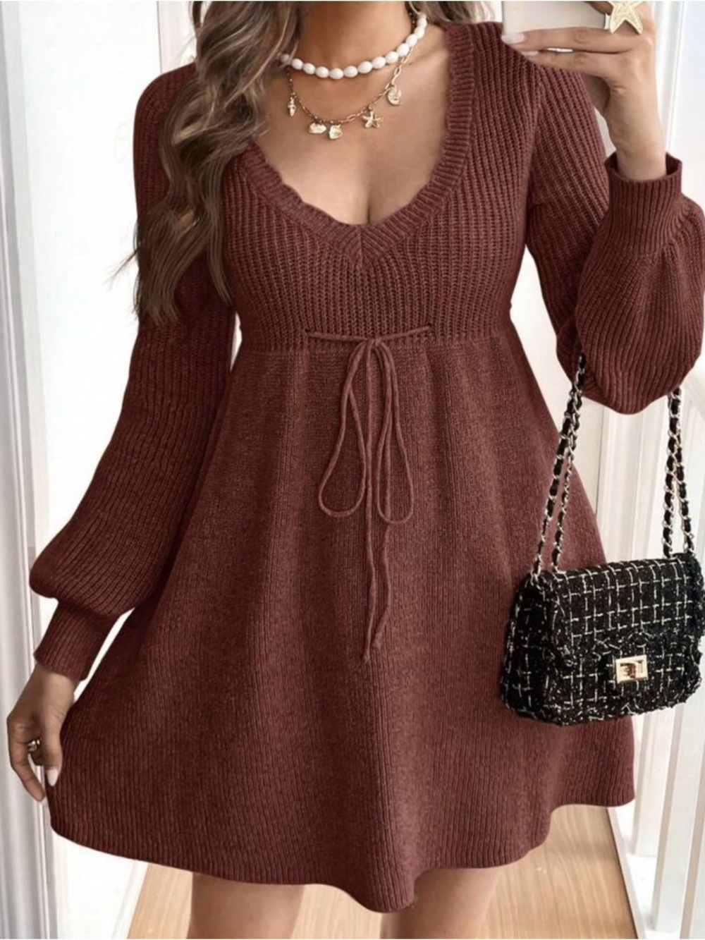 NWOT knit tie-waist burnt orange sweater dress | retail $60